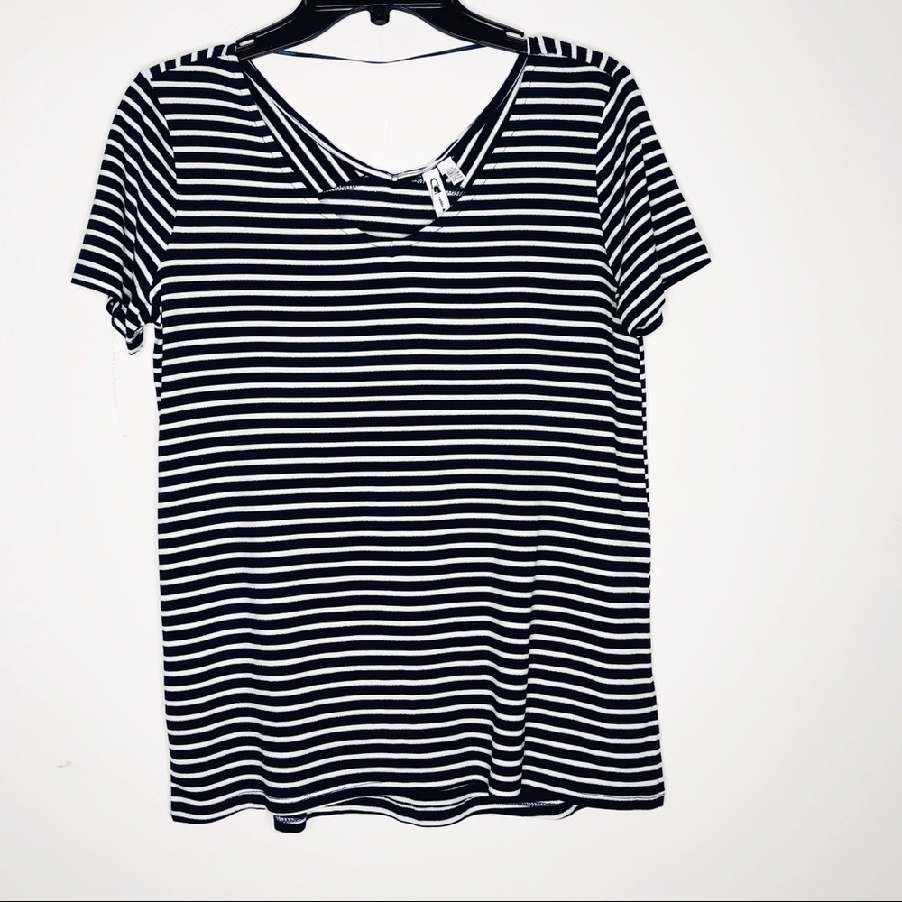 𝅺cable & GAUGE striped blouse with silver shine